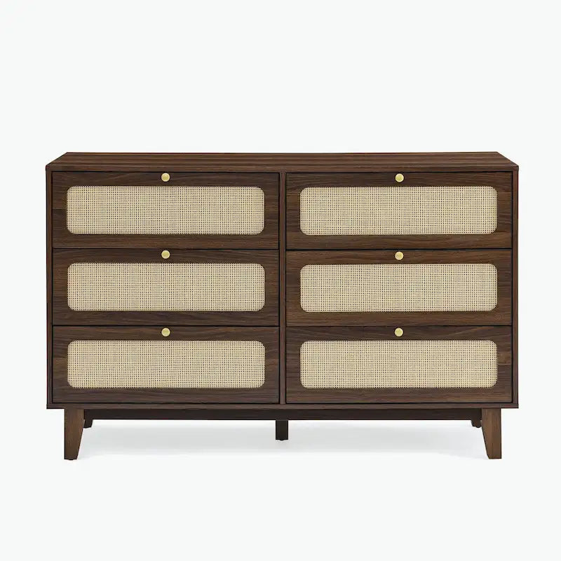 commode antique en bois à six tiroirs