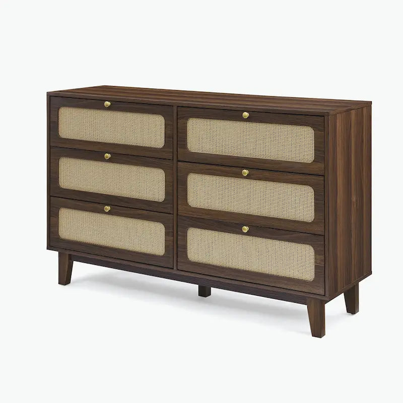 commode antique en bois à six tiroirs
