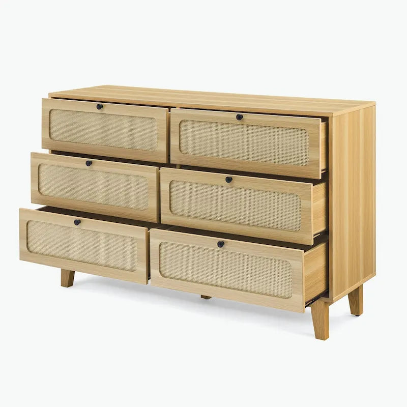 commode antique en bois à six tiroirs