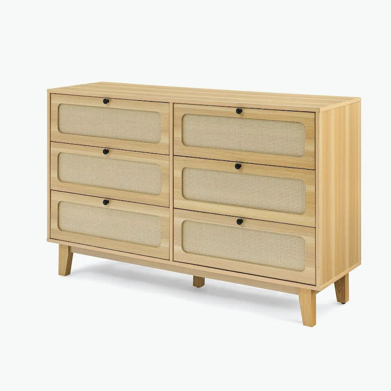 commode antique en bois à six tiroirs