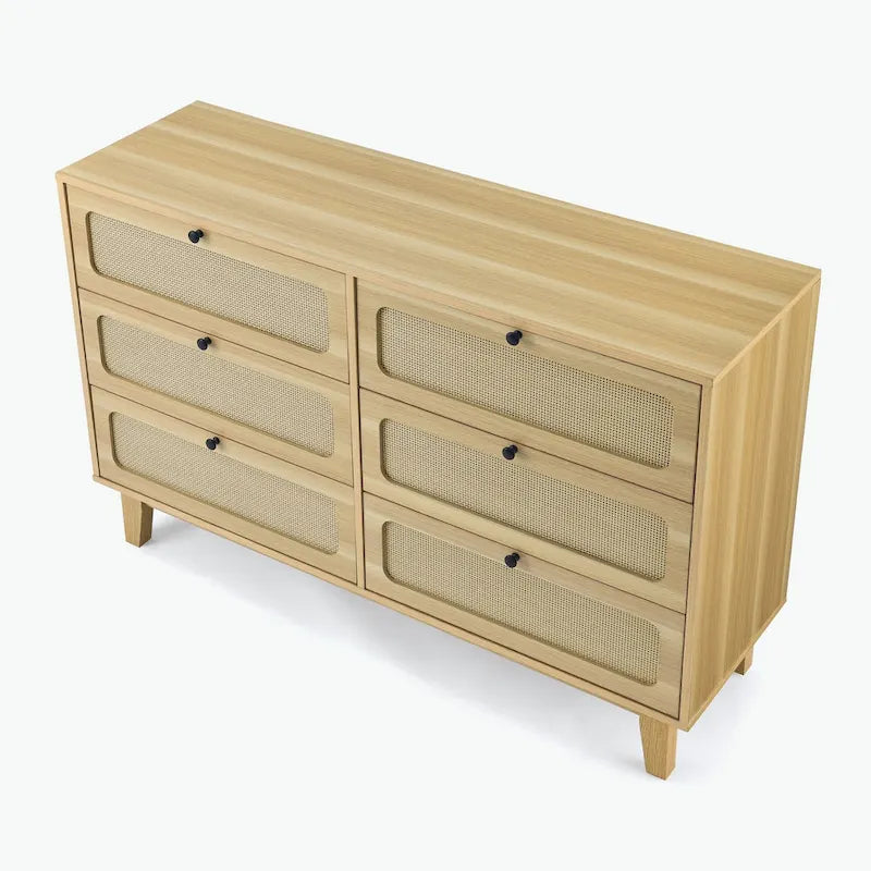 commode antique en bois à six tiroirs