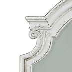 Ensemble lit traîneau capitonné, commode et miroir Magnolia Manor blanc antique et écorce patinée