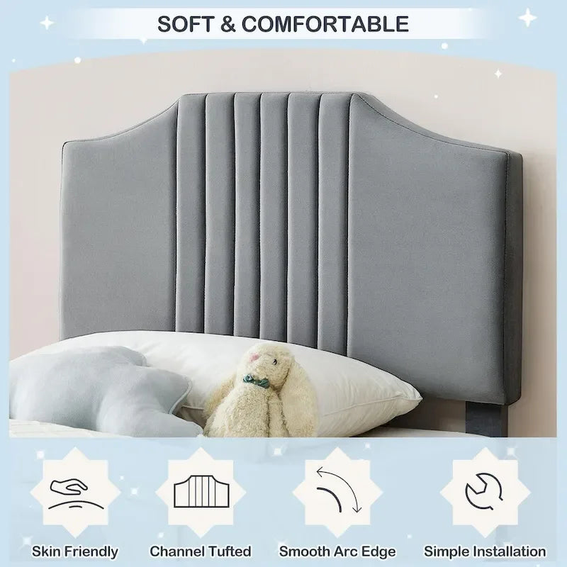 Cadre de lit capitonné avec tête de lit pour enfants