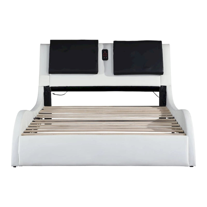 Cadre de lit plateforme rembourré en similicuir, King size