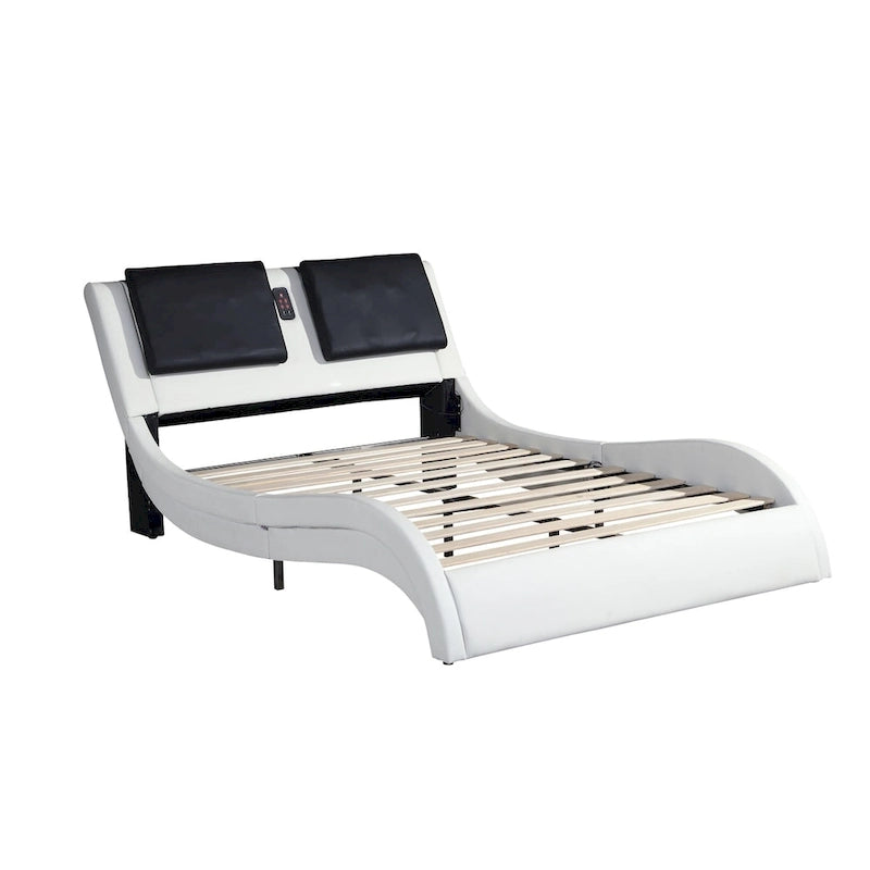 Cadre de lit plateforme rembourré en similicuir, King size