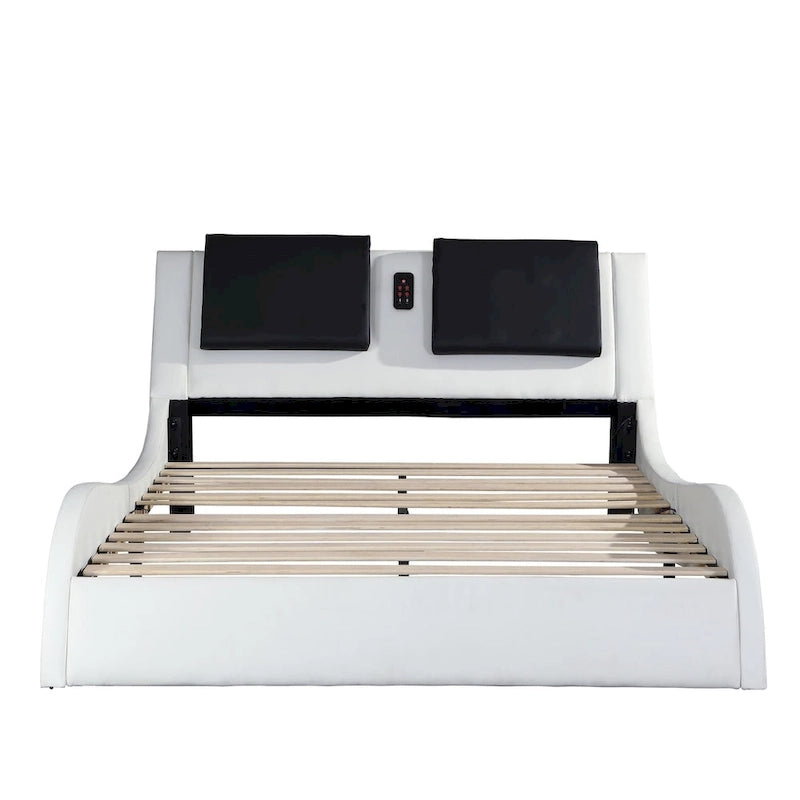 Cadre de lit plateforme rembourré en similicuir, King size