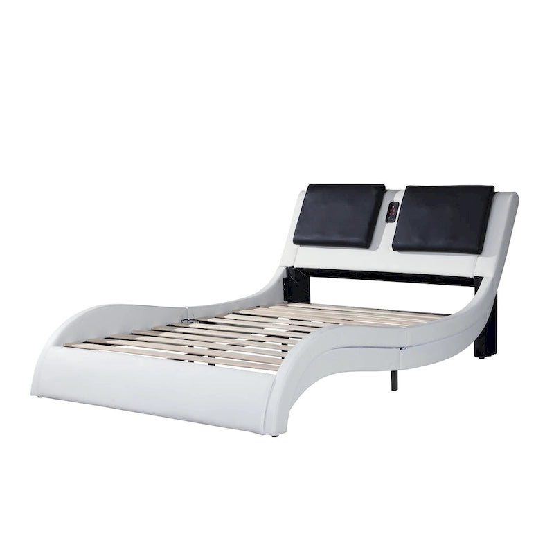 Cadre de lit plateforme rembourré en similicuir, King size