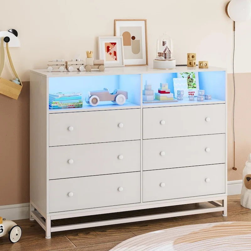 Commode large pour chambre à coucher avec station de charge