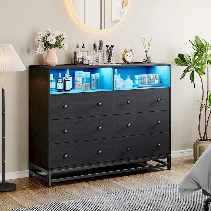 Commode large pour chambre à coucher avec station de charge