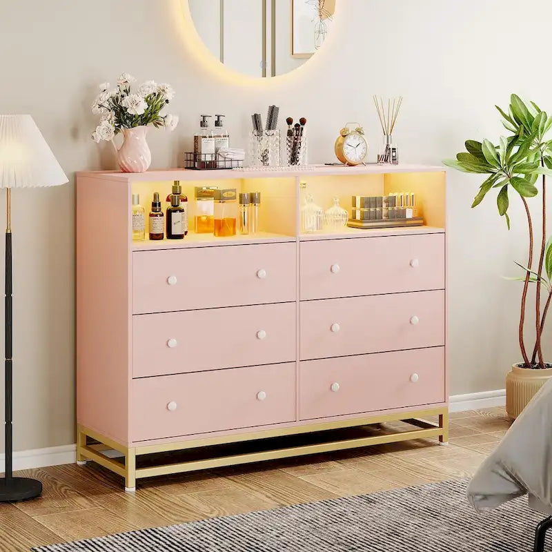Commode large pour chambre à coucher avec station de charge