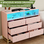 Commode large pour chambre à coucher avec station de charge