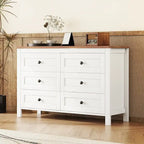 Farmhouse Wooden Dresser with 6 Drawer, Storage Cabinet