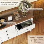 Commode en bois de style ferme à 6 tiroirs, armoire de rangement