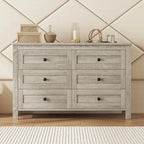 Commode en bois de style ferme à 6 tiroirs, armoire de rangement