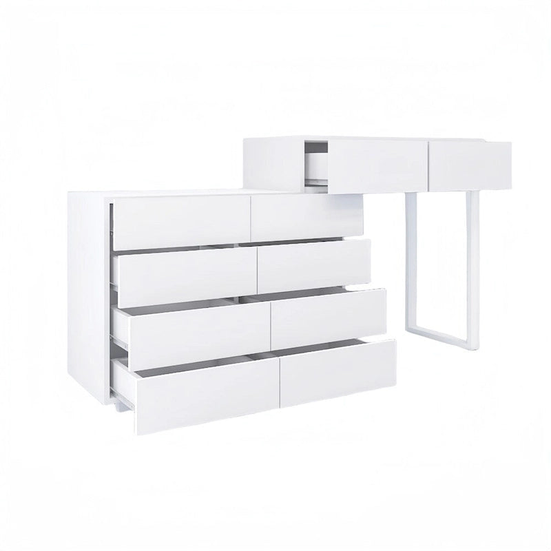 Extended Desktop 10 Drawers Storage Vanity without Handle - N/A