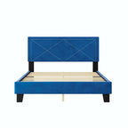 Cadre de lit Queen Size rembourré simple avec design à rivets, lit plateforme moderne en velours avec tête de lit