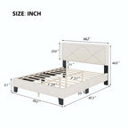 Cadre de lit Queen Size rembourré simple avec design à rivets, lit plateforme moderne en velours avec tête de lit