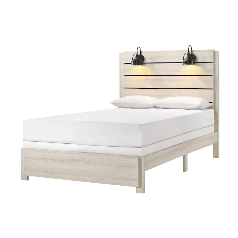 Chambre à coucher 6 pièces avec panneaux LED blancs Edyth