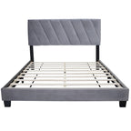 Lit plateforme rembourré gris Queen avec tête de lit réglable, pour 1-2 personnes