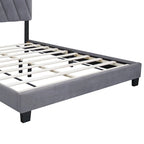 Lit plateforme rembourré gris Queen avec tête de lit réglable, pour 1-2 personnes