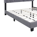 Lit plateforme rembourré gris Queen avec tête de lit réglable, pour 1-2 personnes
