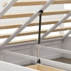 Lit plateforme double en bois grandeur Queen avec système de rangement hydraulique et 2 tiroirs