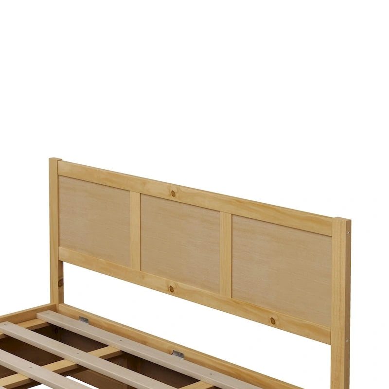 Lit plateforme double en bois grandeur Queen avec système de rangement hydraulique et 2 tiroirs