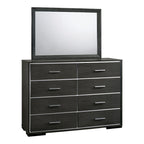 Commode et miroir contemporains 2 pièces 8 tiroirs Furniture of America Kastela, gris