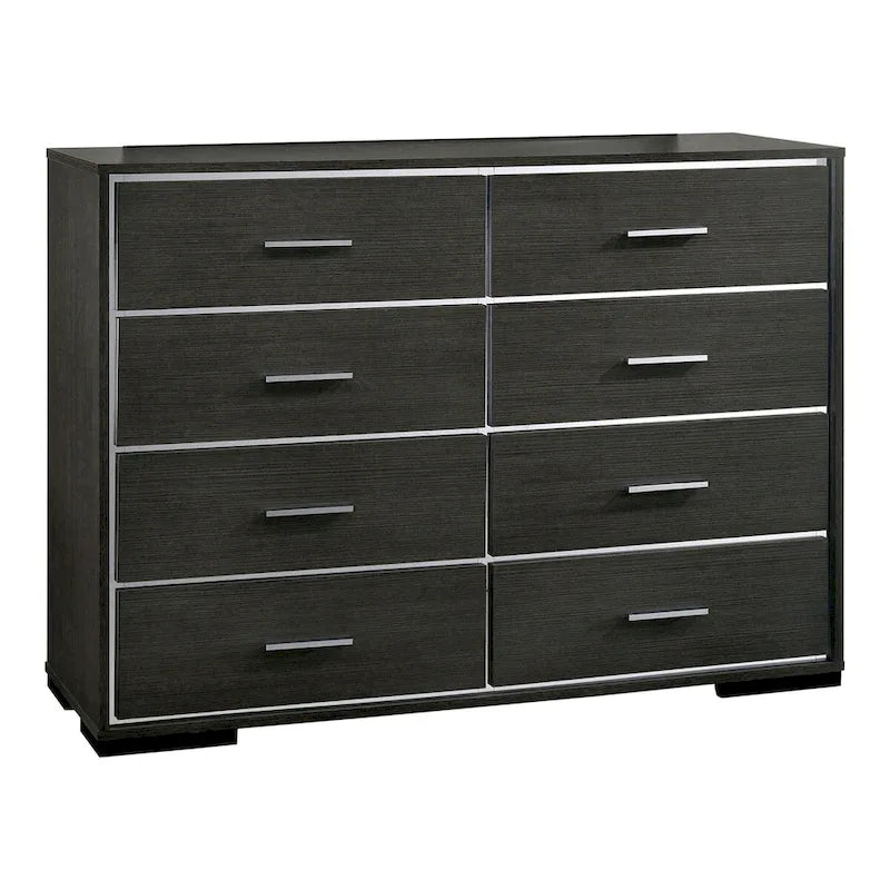 Commode et miroir contemporains 2 pièces 8 tiroirs Furniture of America Kastela, gris