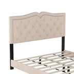 Lit capitonné en velours de taille Queen avec rivets
