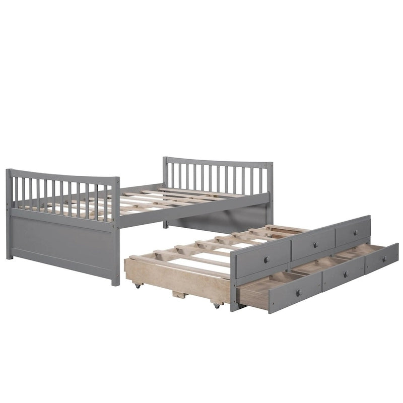 Lit de repos grand format avec lit gigogne une place et tiroirs