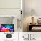 Cadre de lit King Size avec tête de lit rembourrée et 4 tiroirs de rangement, lit King Size avec station de recharge et lumières LED