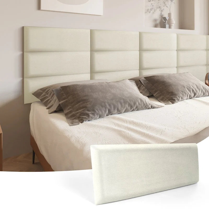 Art3d 9,84 x 23,62 Tête de lit adhésive, Lot de 12, Panneaux muraux insonorisants 3D, Panneau mural rembourré