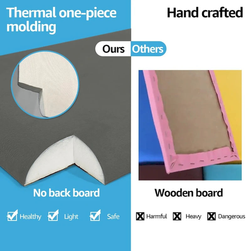 Art3d 9,84 x 23,62 Tête de lit adhésive, Lot de 12, Panneaux muraux insonorisants 3D, Panneau mural rembourré