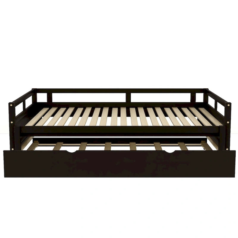 Lit gigogne extensible, Lit gigogne en bois avec tiroir-lit