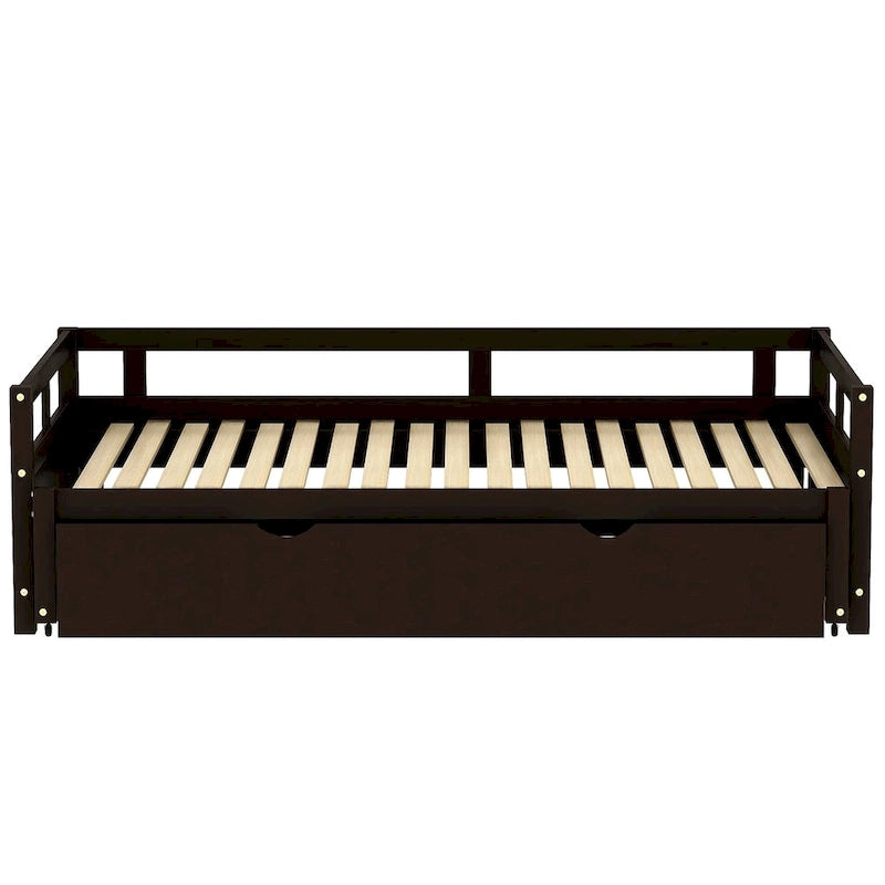 Lit gigogne extensible, Lit gigogne en bois avec tiroir-lit