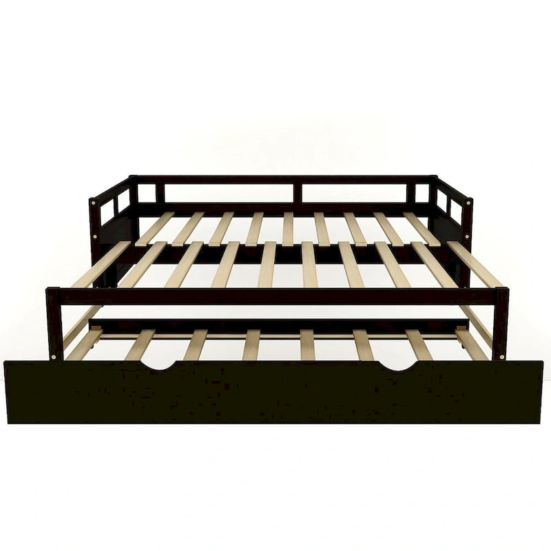 Lit gigogne extensible, Lit gigogne en bois avec tiroir-lit