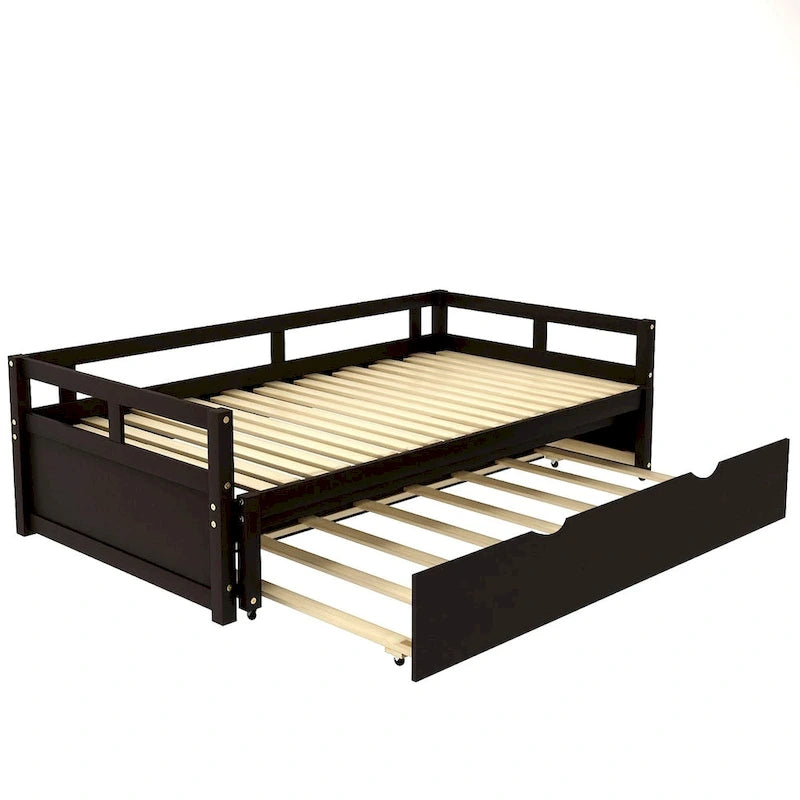 Lit gigogne extensible, Lit gigogne en bois avec tiroir-lit
