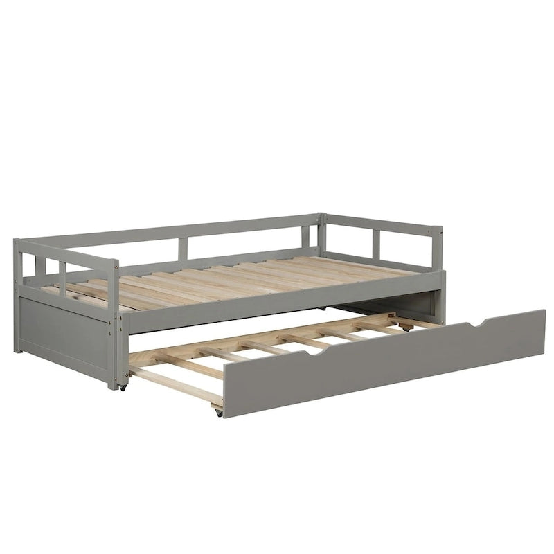 Lit gigogne extensible, Lit gigogne en bois avec tiroir-lit