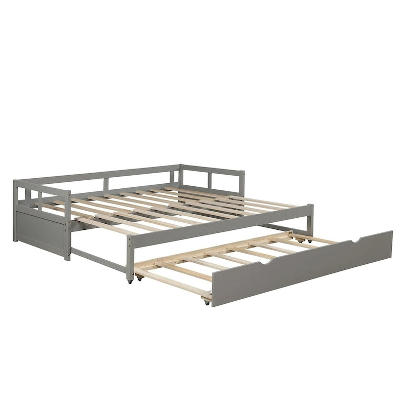 Lit gigogne extensible, Lit gigogne en bois avec tiroir-lit