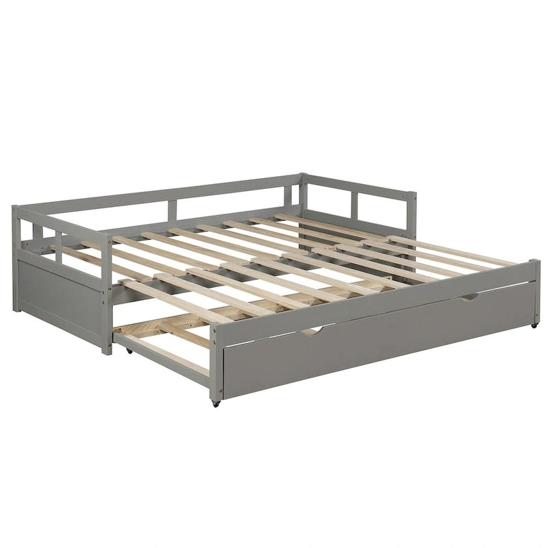 Lit gigogne extensible, Lit gigogne en bois avec tiroir-lit
