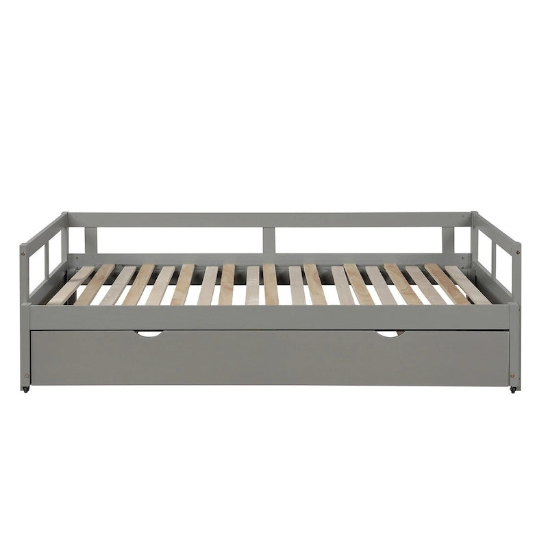 Lit gigogne extensible, Lit gigogne en bois avec tiroir-lit
