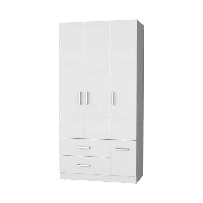 Armoire Douglas en mélamine, deux tiroirs, tringle à vêtements - S/O