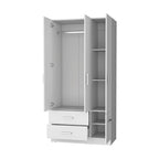 Armoire Douglas en mélamine, deux tiroirs, tringle à vêtements - S/O