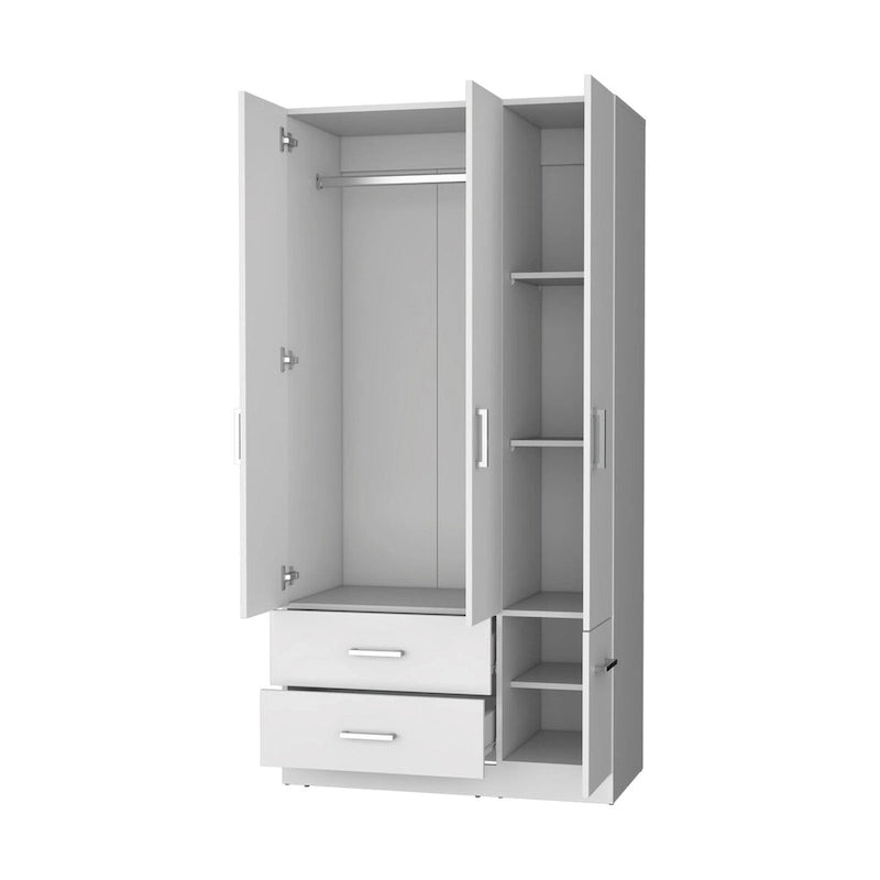 Armoire Douglas en mélamine, deux tiroirs, tringle à vêtements - S/O
