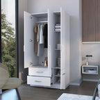 Armoire Douglas en mélamine, deux tiroirs, tringle à vêtements - S/O