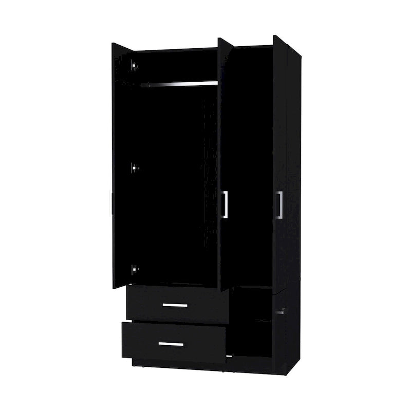 Armoire Douglas en mélamine, deux tiroirs, tringle à vêtements - S/O