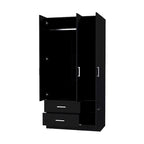 Armoire Douglas en mélamine, deux tiroirs, tringle à vêtements - S/O