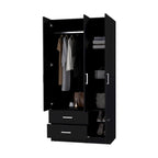 Armoire Douglas en mélamine, deux tiroirs, tringle à vêtements - S/O