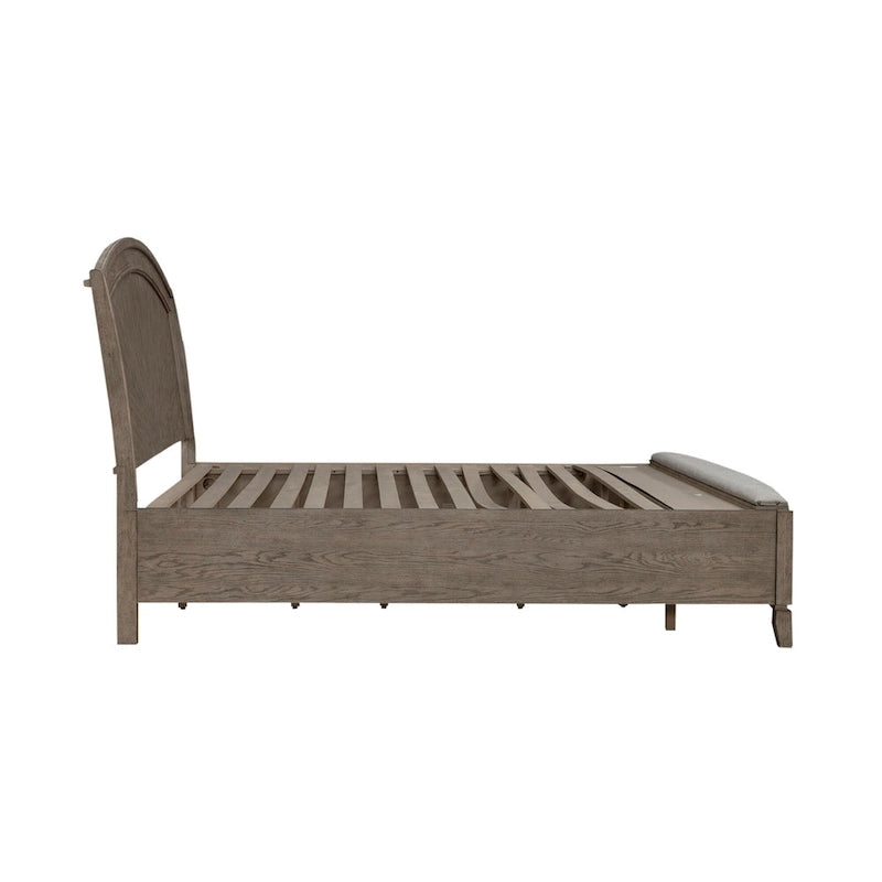 Lit de rangement à panneaux en chêne beige bruni Avalon - King ou Queen